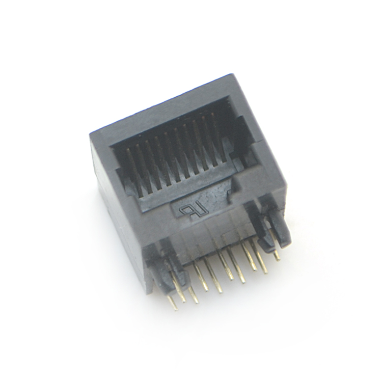 10P10C-RJ45全塑黑色彎插連接器